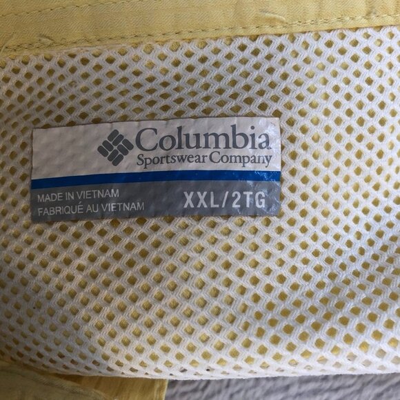 Columbia PFG Mens Fishing Shirt Size XXL Yellow Short Sleeve Caped and Vented - Picture 5 of 13